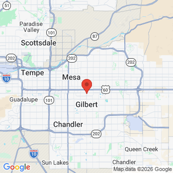 Map to Gilbert Dental Center office in Gilbert, AZ