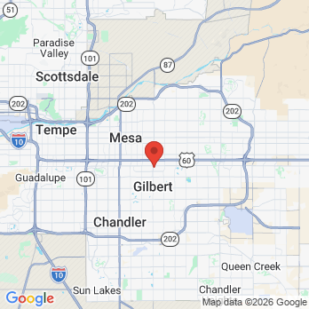 Map to Gilbert Dental Care office in Gilbert, AZ