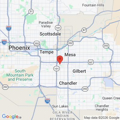 Map to Boyse Dentistry office in Mesa, AZ