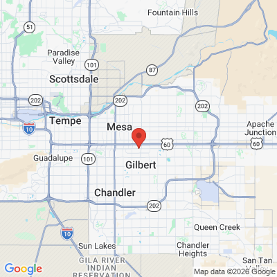 Map to Sonoran Vista Dentistry office in Gilbert, AZ