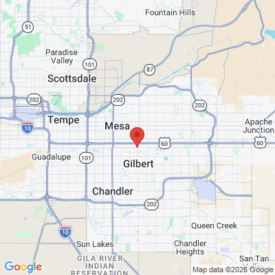 Map to East Valley Dental Associates  office in Gilbert, AZ