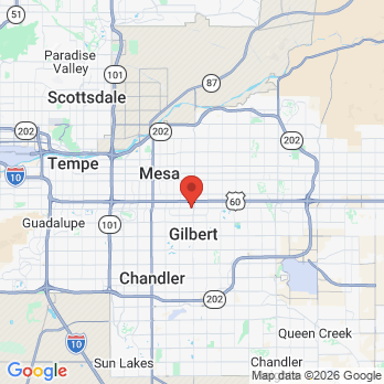 Map to East Valley Dental Associates  office in Gilbert, AZ