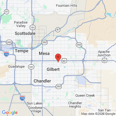 Map to Arizona Advanced Dental  office in Mesa, AZ