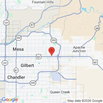 Map to Smile dental care office in Mesa, AZ