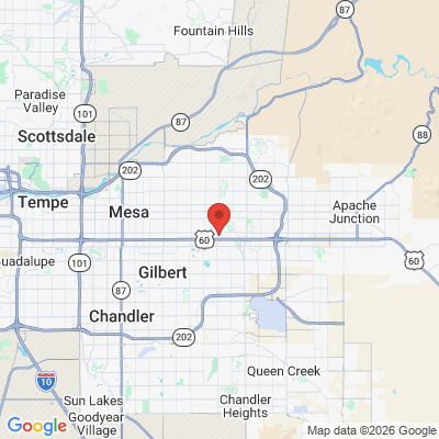 Map to Ultra Smile Dentistry office in Mesa, AZ