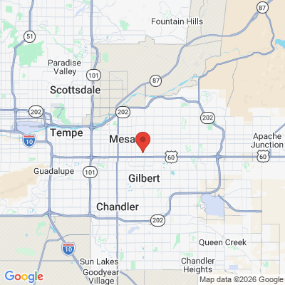 Map to Caffall Dental Care office in Mesa, AZ