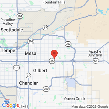 Map to Whiting Dental office in Mesa, AZ