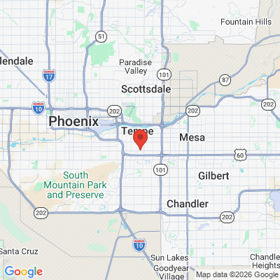 Map to Weekend Dental Care tempe office in Tempe, AZ