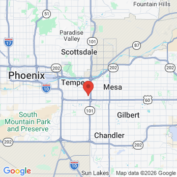 Map to Van Hook Dental Studio office in Tempe, AZ