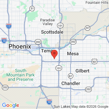 Map to Dr. Brett Hawkins DDS office in Tempe, AZ