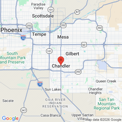 Map to Chandler Family Dentistry office in Chandler, AZ
