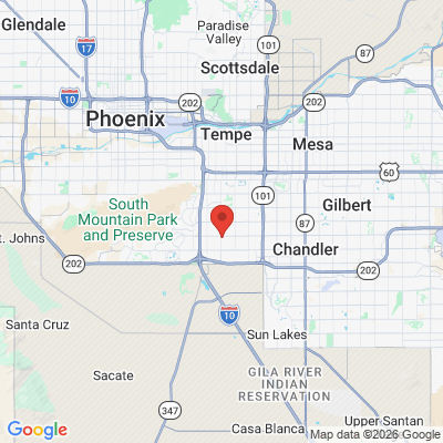 Map to Kyrene Family Dentistry office in Chandler, AZ