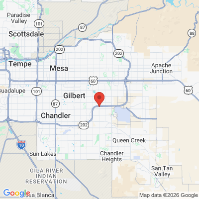 Map to Higley Park Dental Care office in Gilbert, AZ