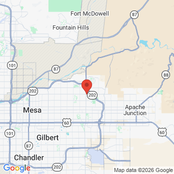 Map to Red Mountain Family Dental  office in Mesa, AZ