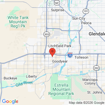 Map to Dental Care of Estrella Crossroads office in Goodyear, AZ