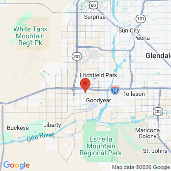 Map to Canyon Trails Family Dental office in Goodyear, AZ