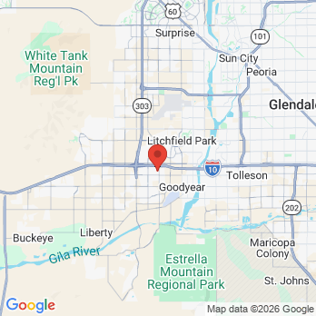Map to Estrella Mountain Dentistry office in Goodyear, AZ