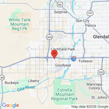 Map to Tiny Teeth Children's Dentistry and Orthodontics office in Goodyear, AZ