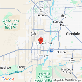 Map to Omega Dental office in Goodyear, AZ