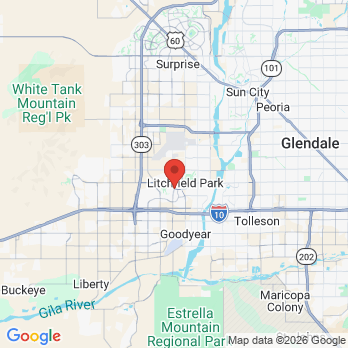 Map to Omega Dental office in Goodyear, AZ