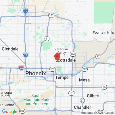 Map to Dental Design of Arcadia office in phoenix, AZ