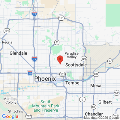 Map to Arcadia Dental Arts office in Phoenix, AZ