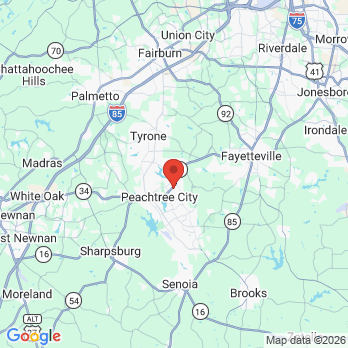 Map to Pope Family Dentistry office in Peachtree City, GA