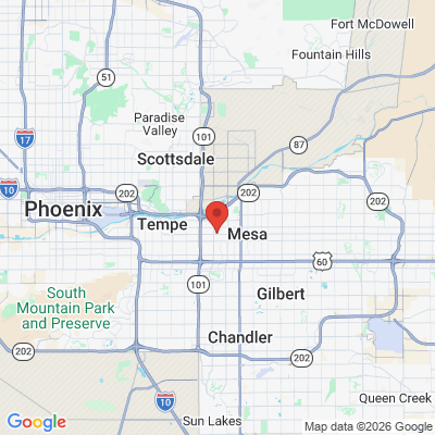Map to Desert Family Dental office in Mesa, AZ