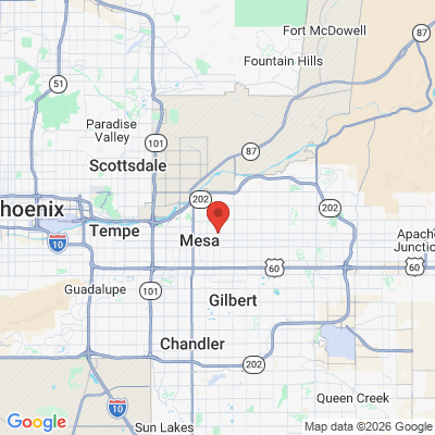 Map to Ericksen Dental office in Mesa, AZ