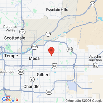 Map to Mountain View Family Dental  office in Mesa, AZ