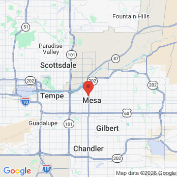 Map to East Valley Dental Care office in Mesa, AZ