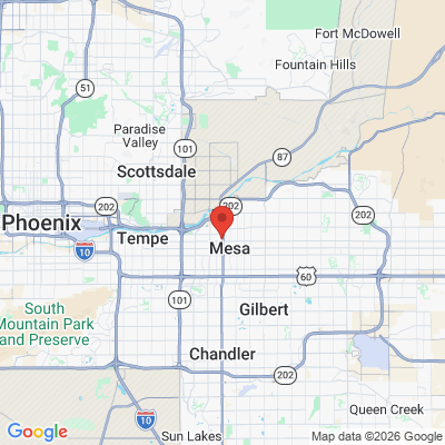 Map to East Valley Dental Care office in Mesa, AZ