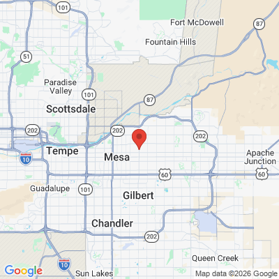 Map to Glisten Dental Mesa office in Mesa, AZ
