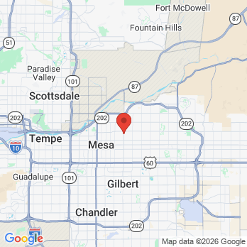 Map to Gilbert Road Dental Care office in Mesa, AZ