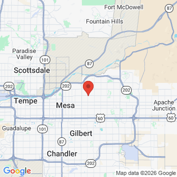 Map to Weekend Dental Care Mesa office in Mesa, AZ