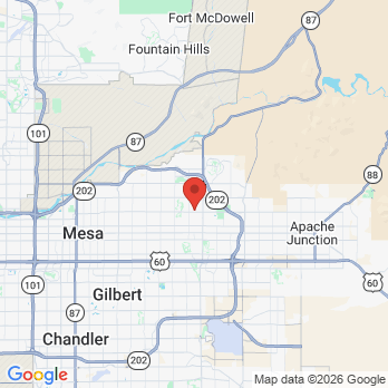 Map to Sunshine Dental Care office in Mesa, AZ