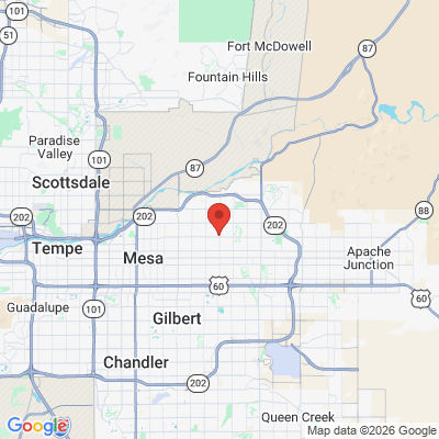 Map to Dr. Timothy Kindt DDS office in Mesa, AZ