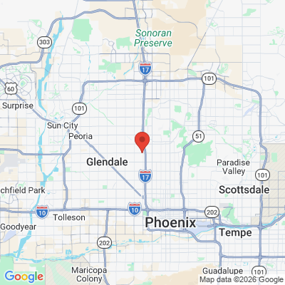 Map to Northern Avenue Dentistry office in Phoenix, AZ