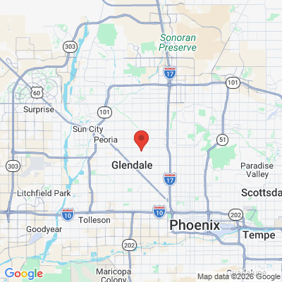 Map to Glendale Corner Dentistry office in Glendale, AZ