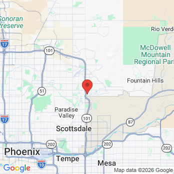 Map to Artisan Dental Center office in Scottsdale, AZ