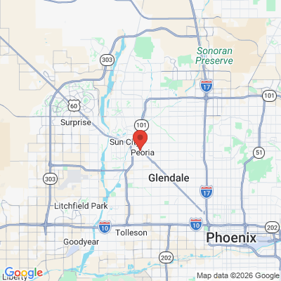 Map to A Glowing Smile Dental Care office in Peoria, AZ
