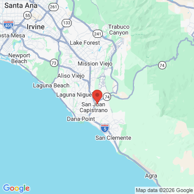 Map to Ortega Cottage Dentistry office in San Juan Capistrano, CA