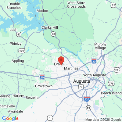 Map to  office in Evans, GA