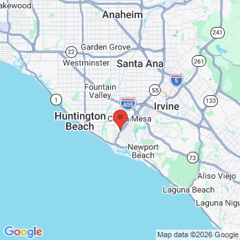 Map to De Leon Dentistry office in Costa Mesa, CA