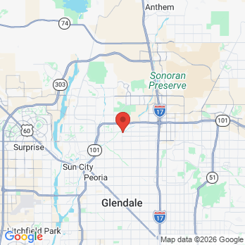 Map to Glendale Dental Studio office in Glendale, AZ