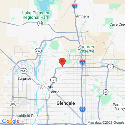 Map to Legends Family Dental office in Glendale, AZ