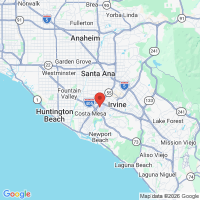 Map to The Loft Dental Studio office in Costa Mesa, CA