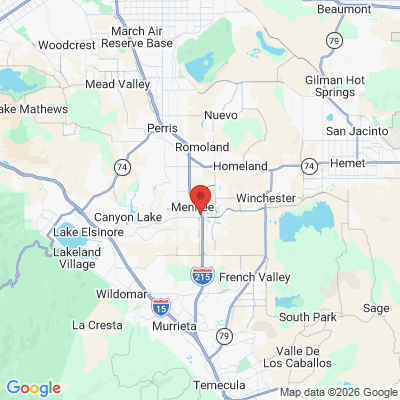Map to Romero Dental Care office in Menifee, CA