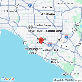 Map to Andrew G. Mortensen, DDS office in Fountain Valley, CA