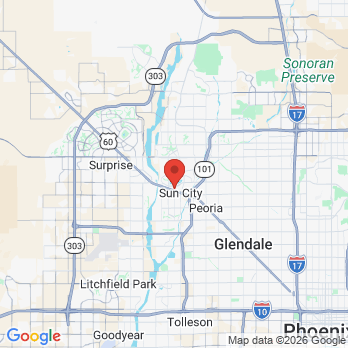 Map to SunWest Dental Sun City office in Sun City, AZ